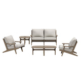 Lark 5-Piece Outdoor Patio Teak Wood Furniture Set in Weathered Gray Pebble