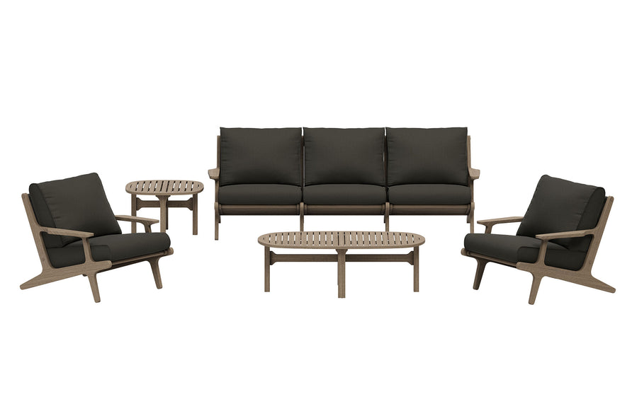 Lark 4-Piece Outdoor Patio Teak Wood Furniture Set in Weathered Gray Flint