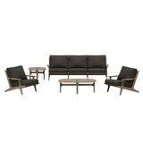 Lark 4-Piece Outdoor Patio Teak Wood Furniture Set in Weathered Gray Flint