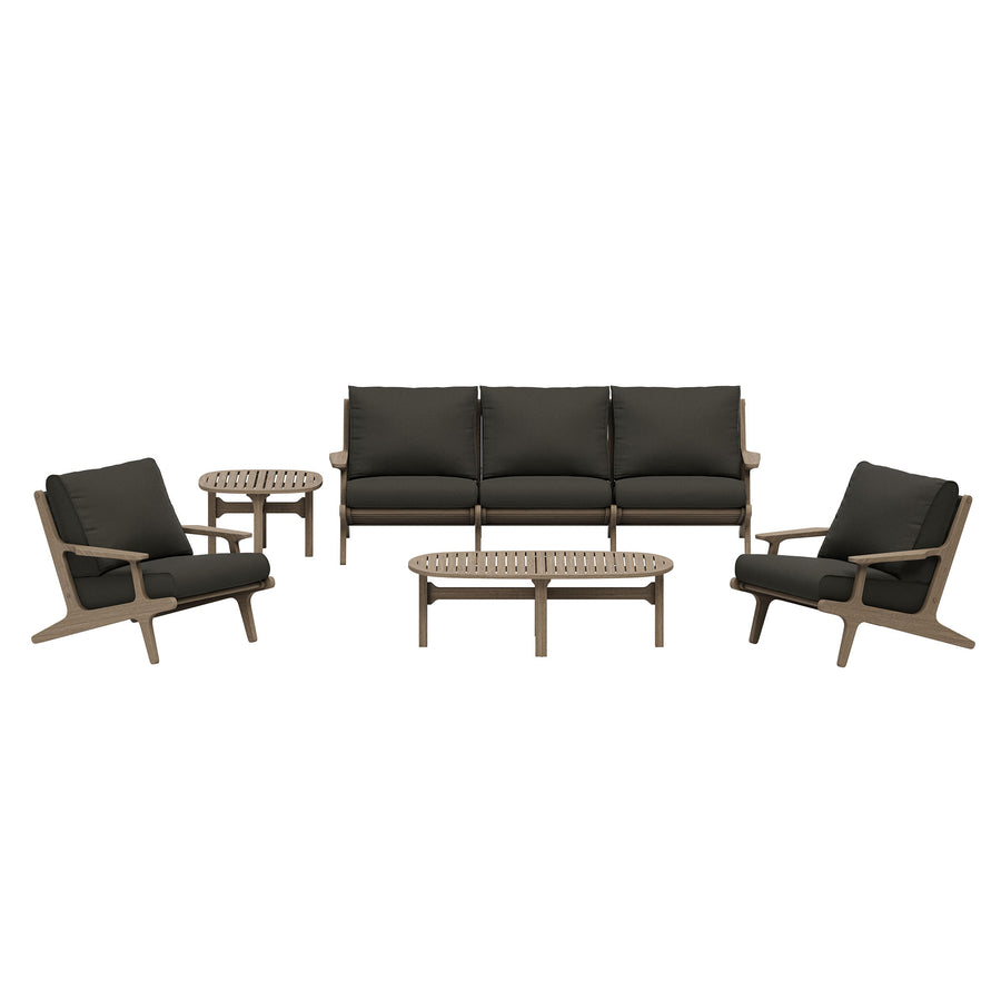 Lark 4-Piece Outdoor Patio Teak Wood Furniture Set in Weathered Gray Flint