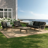 Lark 4-Piece Outdoor Patio Teak Wood Furniture Set in Weathered Gray Flint