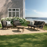 Lark 4-Piece Outdoor Patio Teak Wood Furniture Set in Weathered Gray Flint