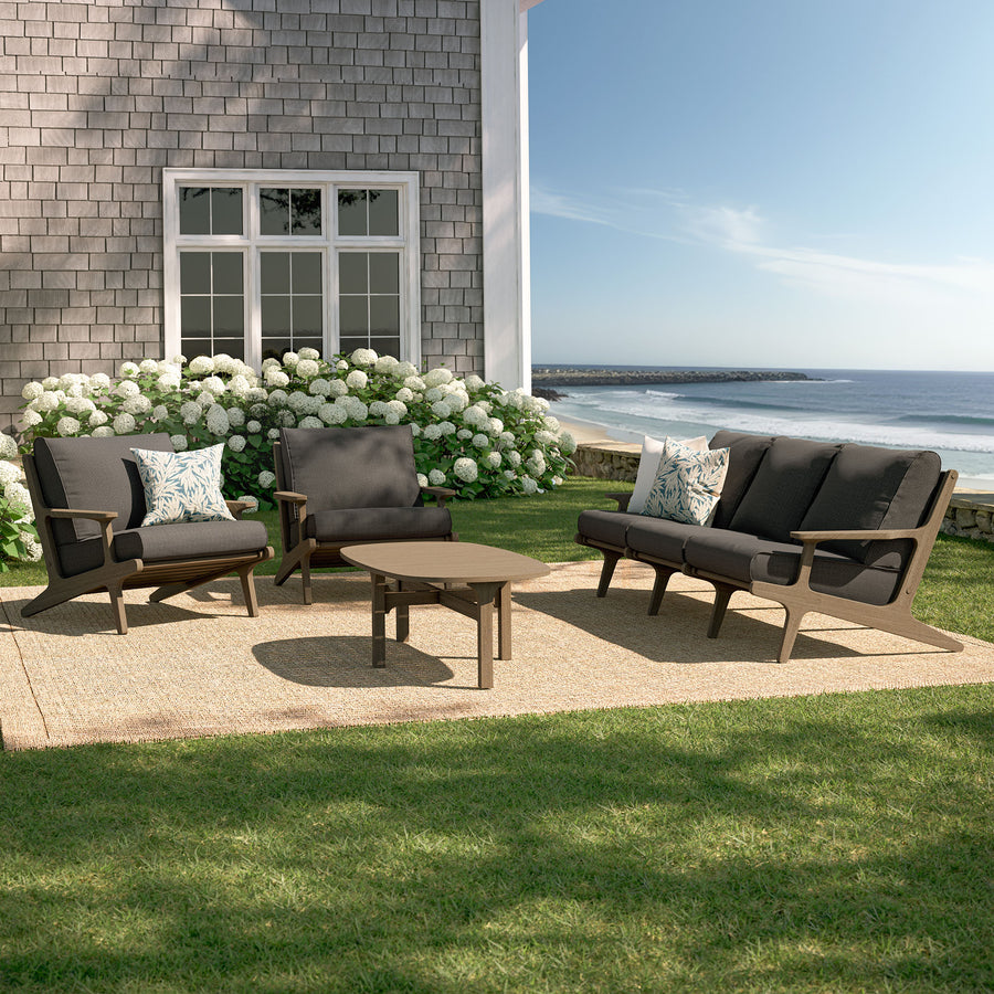 Lark 4-Piece Outdoor Patio Teak Wood Furniture Set in Weathered Gray Flint