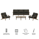 Lark 4-Piece Outdoor Patio Teak Wood Furniture Set in Weathered Gray Flint