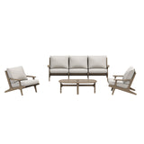 Lark 4-Piece Outdoor Patio Teak Wood Furniture Set in Weathered Gray Pebble