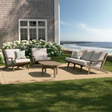Lark 4-Piece Outdoor Patio Teak Wood Furniture Set in Weathered Gray Pebble