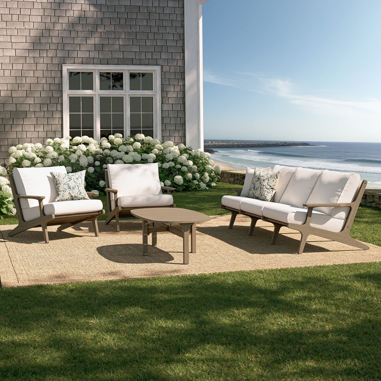 Saratoga 4-Piece Outdoor Patio Teak Wood Furniture Set by Furniture For America