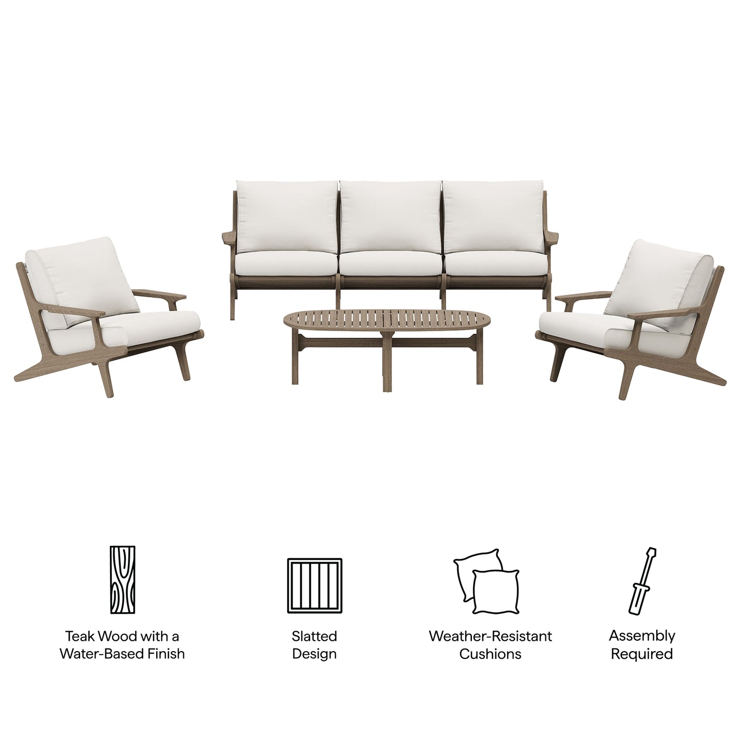 Saratoga 4-Piece Outdoor Patio Teak Wood Furniture Set by Furniture For America