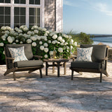 Lark 3-Piece Outdoor Patio Teak Wood Furniture Set with Lounge Chairs and Side Table in Weathered Gray Flint