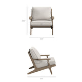 Lark 3-Piece Outdoor Patio Teak Wood Furniture Set with Lounge Chairs and Side Table in Weathered Gray Pebble