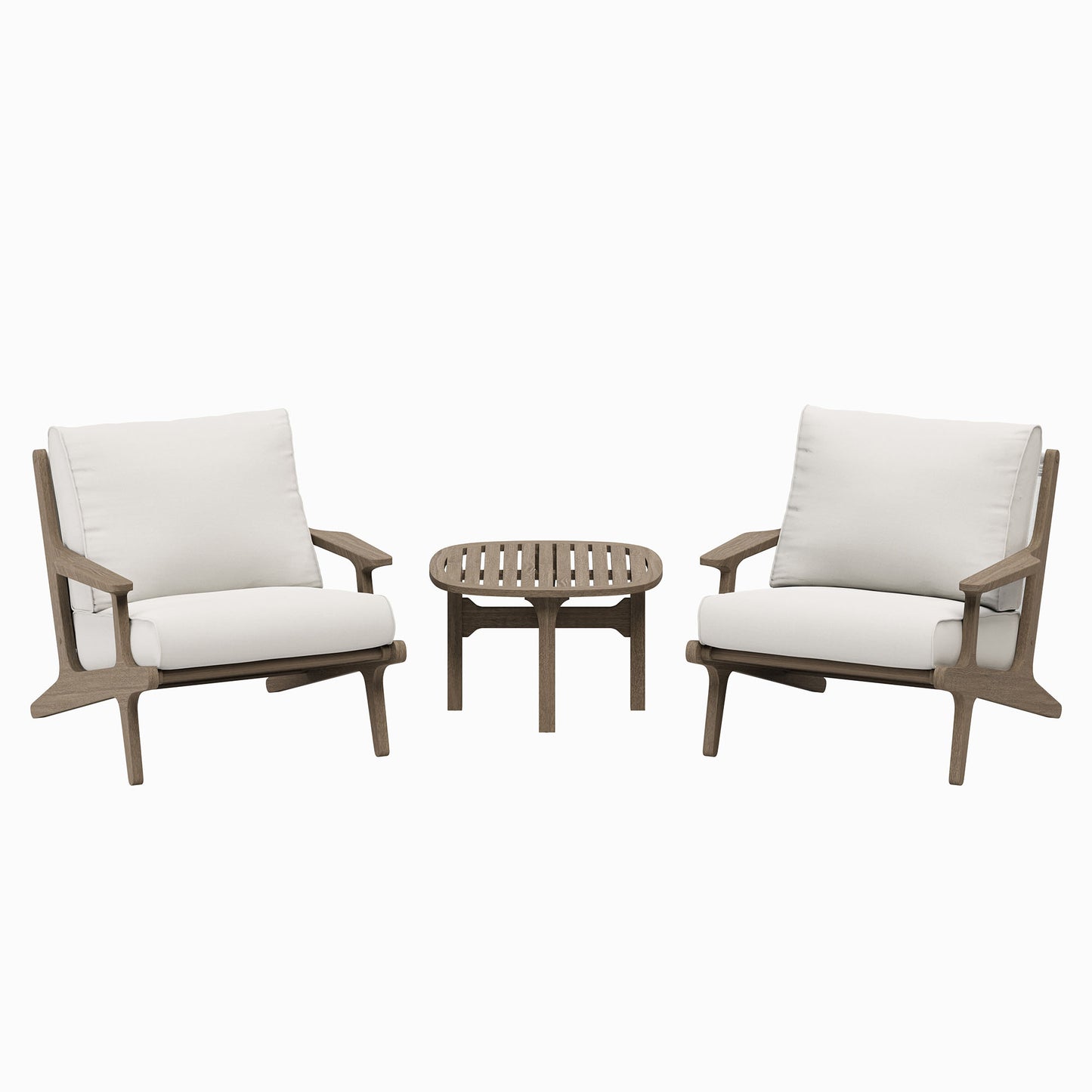 Saratoga 3-Piece Outdoor Patio Teak Wood Furniture Set with Lounge Chairs and Side Table by Furniture For America