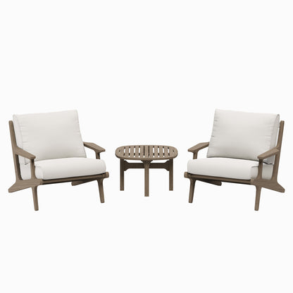 Saratoga 3-Piece Outdoor Patio Teak Wood Furniture Set with Lounge Chairs and Side Table by Furniture For America