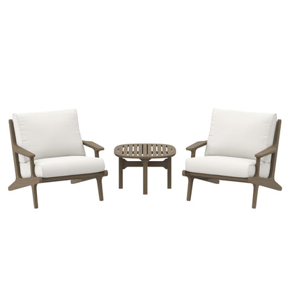 Saratoga 3-Piece Outdoor Patio Teak Wood Furniture Set with Lounge Chairs and Side Table by Furniture For America