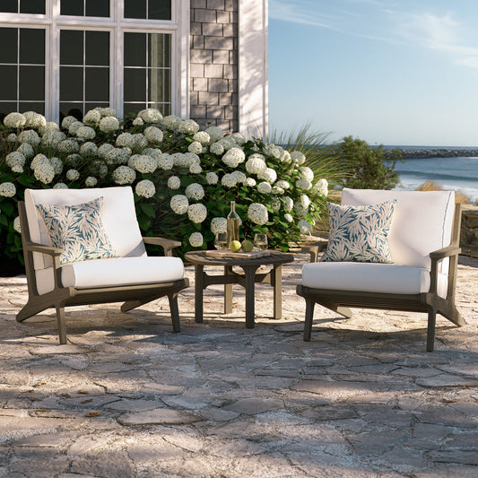 Saratoga 3-Piece Outdoor Patio Teak Wood Furniture Set with Lounge Chairs and Side Table by Furniture For America