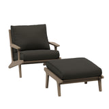 Lark Outdoor Patio Teak Wood Chair and Ottoman Set in Weathered Gray Flint