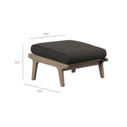 Saratoga Outdoor Patio Teak Wood Chair and Ottoman Set in Weathered Gray Flint