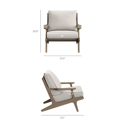 Saratoga Outdoor Patio Teak Wood Chair and Ottoman Set by Furniture for America