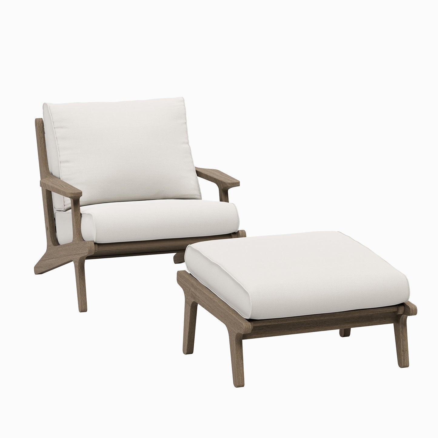 Saratoga Outdoor Patio Teak Wood Chair and Ottoman Set by Furniture For America