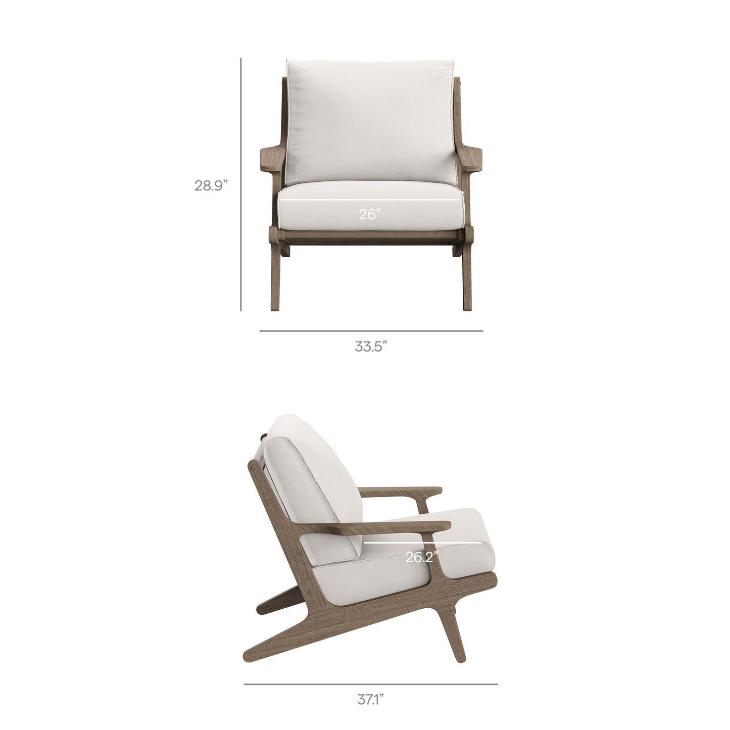 Saratoga Outdoor Patio Teak Wood Chair and Ottoman Set by Furniture For America
