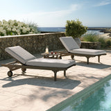Lark Outdoor Patio Teak Wood 3-Piece Chaise Lounge Furniture Set in Weathered Gray Pebble
