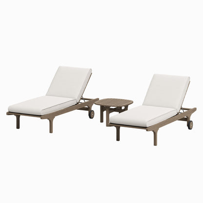 Saratoga Outdoor Patio Teak Wood 3-Piece Chaise Lounge Furniture Set by Furniture For America