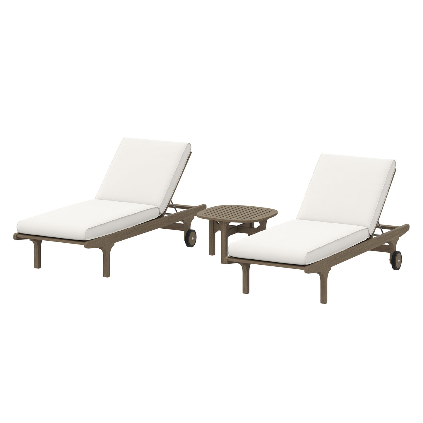 Saratoga Outdoor Patio Teak Wood 3-Piece Chaise Lounge Furniture Set by Furniture For America