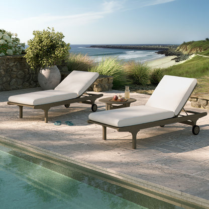 Saratoga Outdoor Patio Teak Wood 3-Piece Chaise Lounge Furniture Set by Furniture For America