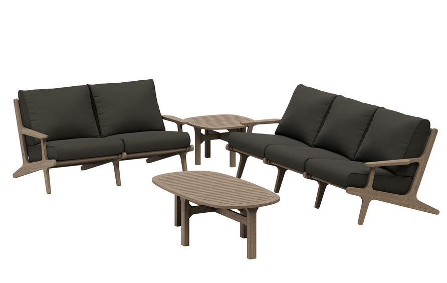 Lark 4-Piece Outdoor Patio Teak Wood Furniture Set in Weathered Gray Flint