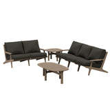 Lark 4-Piece Outdoor Patio Teak Wood Furniture Set in Weathered Gray Flint