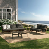 Lark 4-Piece Outdoor Patio Teak Wood Furniture Set in Weathered Gray Flint