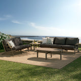 Lark 4-Piece Outdoor Patio Teak Wood Furniture Set in Weathered Gray Flint