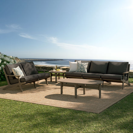 Saratoga 4-Piece Outdoor Patio Teak Wood Furniture Set in Weathered Gray Flint