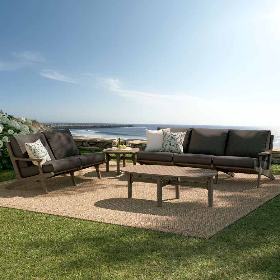 Lark 4-Piece Outdoor Patio Teak Wood Furniture Set in Weathered Gray Flint