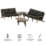 Lark 4-Piece Outdoor Patio Teak Wood Furniture Set in Weathered Gray Flint