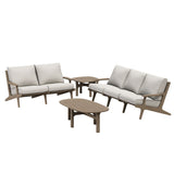 Lark 4-Piece Outdoor Patio Teak Wood Furniture Set in Weathered Gray Pebble
