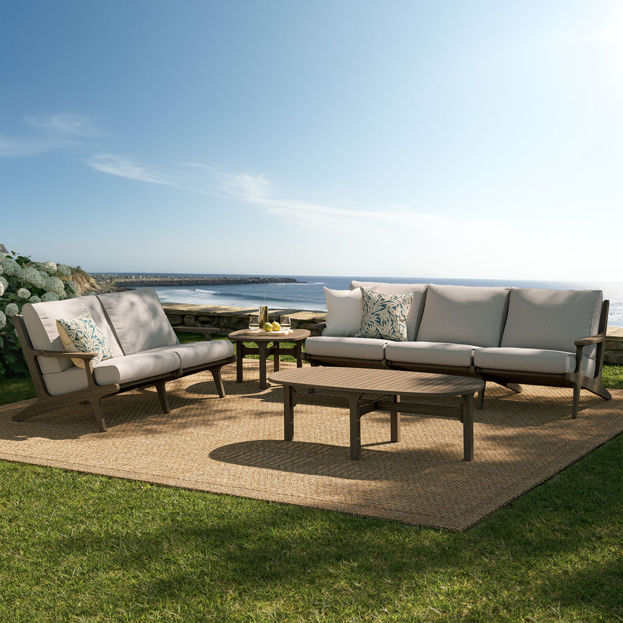 Lark 4-Piece Outdoor Patio Teak Wood Furniture Set in Weathered Gray Pebble
