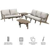 Lark 4-Piece Outdoor Patio Teak Wood Furniture Set in Weathered Gray Pebble