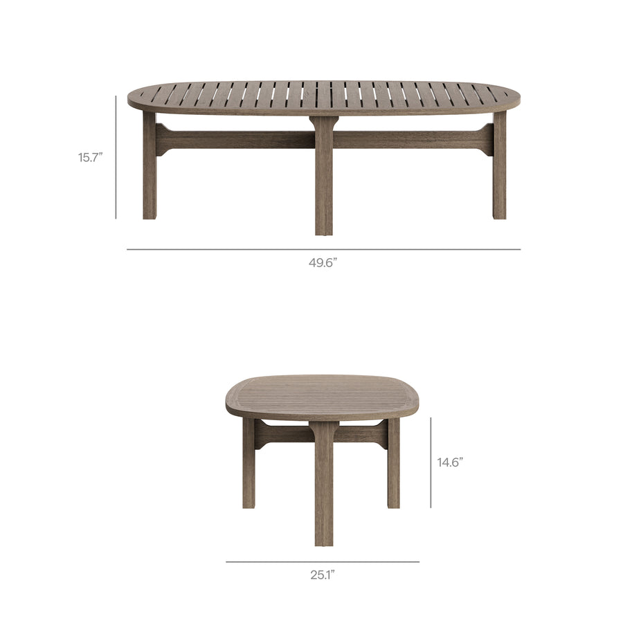 Lark 4-Piece Outdoor Patio Teak Wood Furniture Set in Weathered Gray Pebble