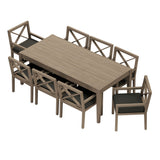 Roan 9-Piece Outdoor Patio Teak Wood Dining Set in Weathered Gray Flint