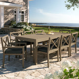 Roan 9-Piece Outdoor Patio Teak Wood Dining Set in Weathered Gray Flint