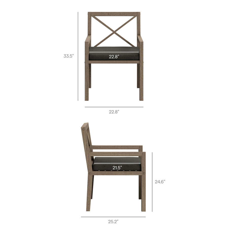 Roan 9-Piece Outdoor Patio Teak Wood Dining Set in Weathered Gray Flint