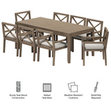 Roan 9-Piece Outdoor Patio Teak Wood Dining Set in Weathered Gray Pebble