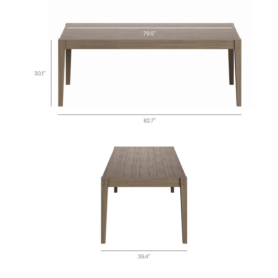Roan 9-Piece Outdoor Patio Teak Wood Dining Set in Weathered Gray Pebble