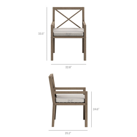 Northlake 9-Piece Outdoor Patio Teak Wood Dining Set in Weathered Gray Pebble