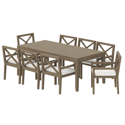 Northlake 9-Piece Outdoor Patio Teak Wood Dining Set by Furniture For America