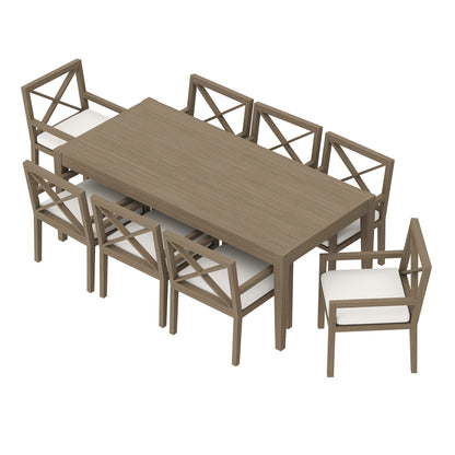 Northlake 9-Piece Outdoor Patio Teak Wood Dining Set by Furniture For America