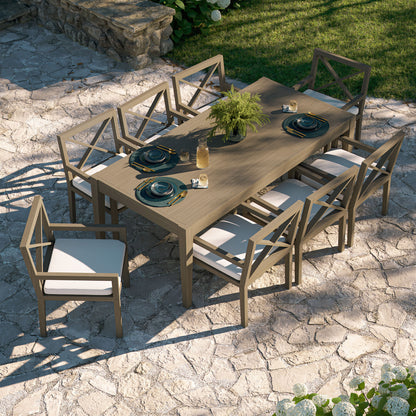 Northlake 9-Piece Outdoor Patio Teak Wood Dining Set by Furniture For America