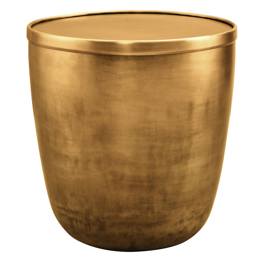 Lila Metal Storage Side Table in Burnished Brass