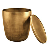 Lila Metal Storage Side Table in Burnished Brass