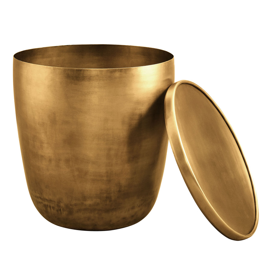 Lila Metal Storage Side Table in Burnished Brass